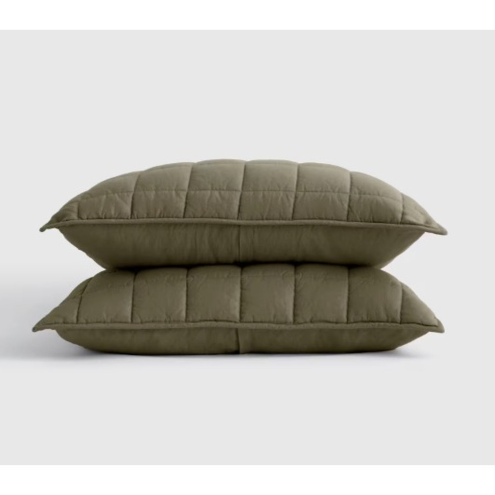 Quince European Linen Quilted Sham King Size READ ONLY ONE SHAM Dusty Olive